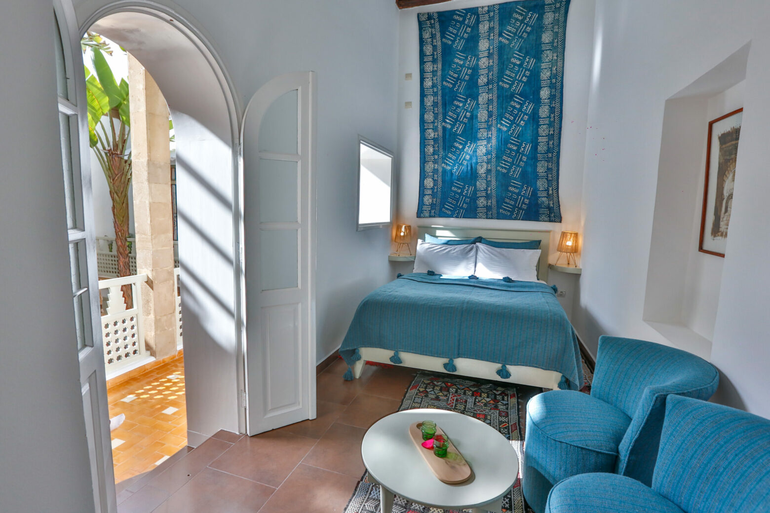 Chambre Batik Riad Essaouira Chems Bleu